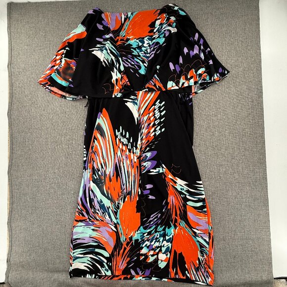 Jones Studio Dress Medium Flutter Sleeves Abstract Print V-Neck Stretchy - Picture 9 of 12